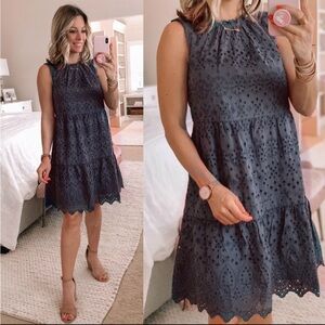LOFT Navy Eyelet Mini Dress